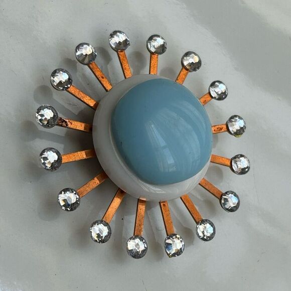 Vintage Upcycled Atomic Starburst Refrigerator Magnet Buttons Rhinestones 50’s B - Picture 2 of 3